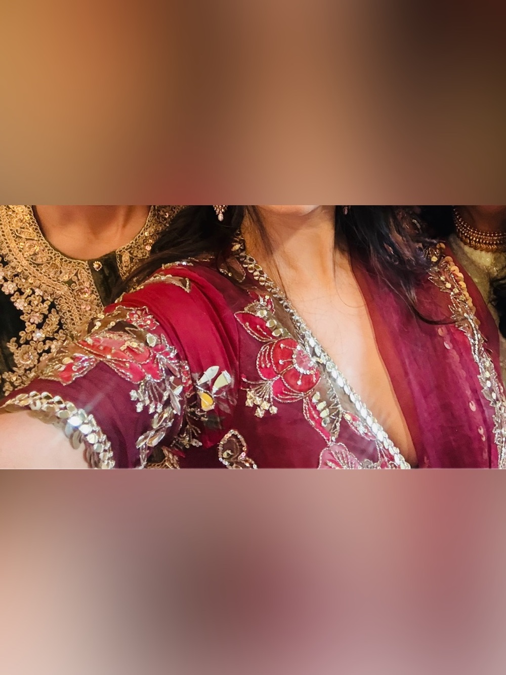 Mahima Mahajan Red Embellished Bridal Maxi Dress with Gold Accents - Picture 5 of 5